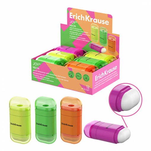 Picture of ERICHKRAUSE JOY NEON SHARPENER WITH ERASER